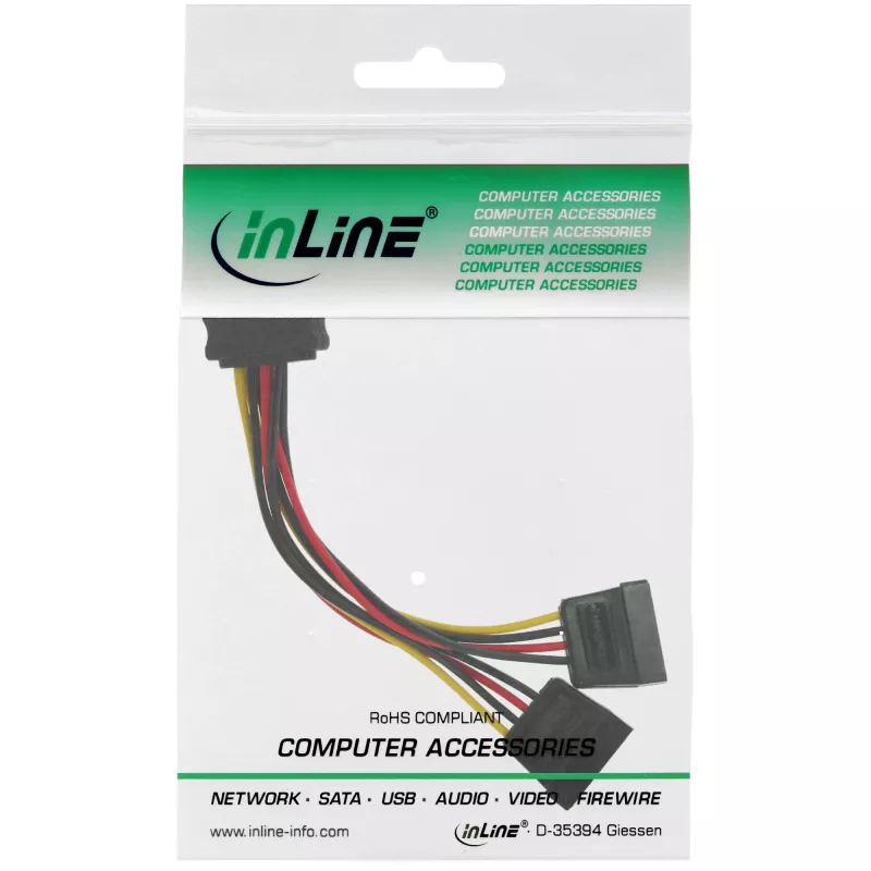 InLine SATA Y-bar. kabelis SATA female / 2x SATA male 0,15 m