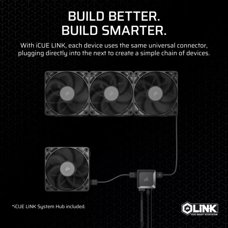 Ventilators Corsair iCUE LINK RX140 MAX 14 cm Melns 300-1600 RPM