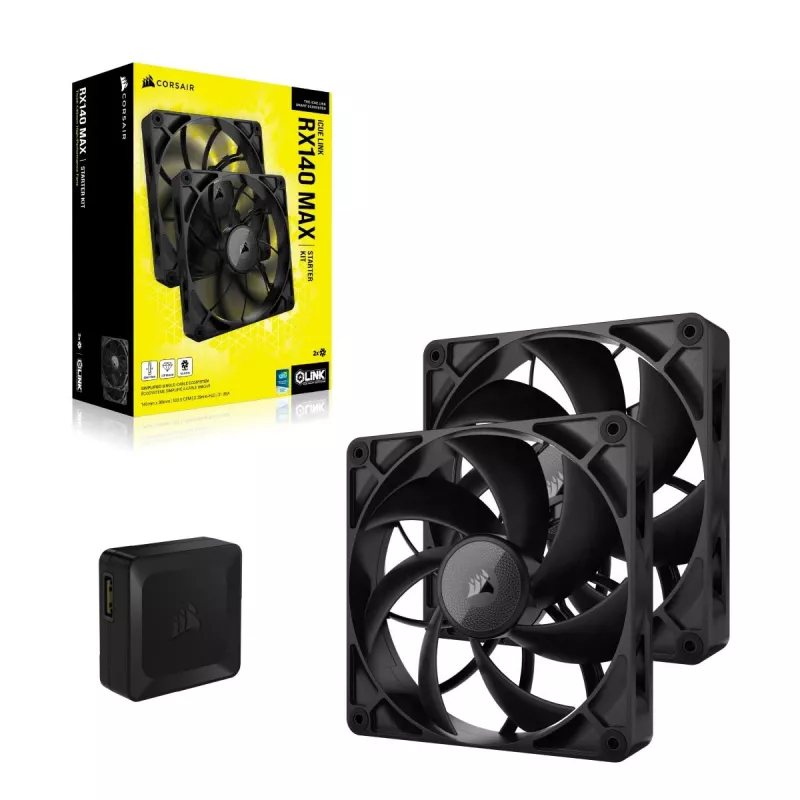 Ventilators Corsair iCUE LINK RX140 MAX 14 cm Melns 300-1600 RPM