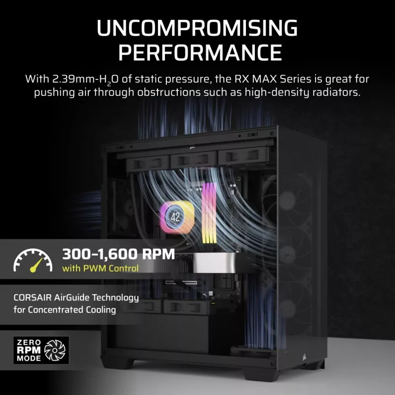 Ventilators Corsair iCUE LINK RX140 MAX 14 cm Melns 300-1600 RPM