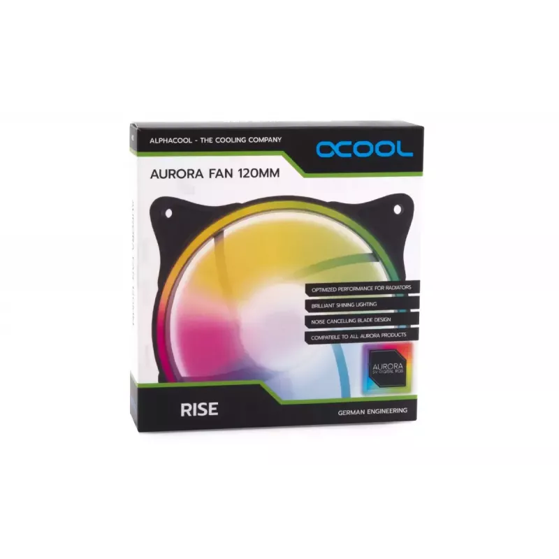 Ventilators Alphacool Rise Aurora 12 cm Melns Caurskatāms 2600 RPM 118.9 m³/h