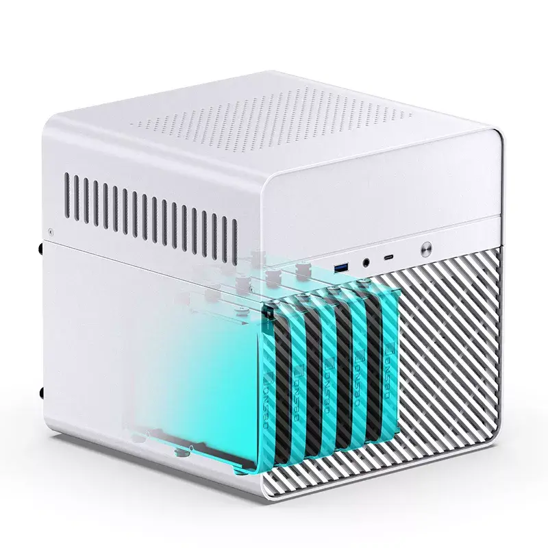 PC Case Jonsbo N2 Cube balta SFX 120mm Fans 2.5 3.5 HDD