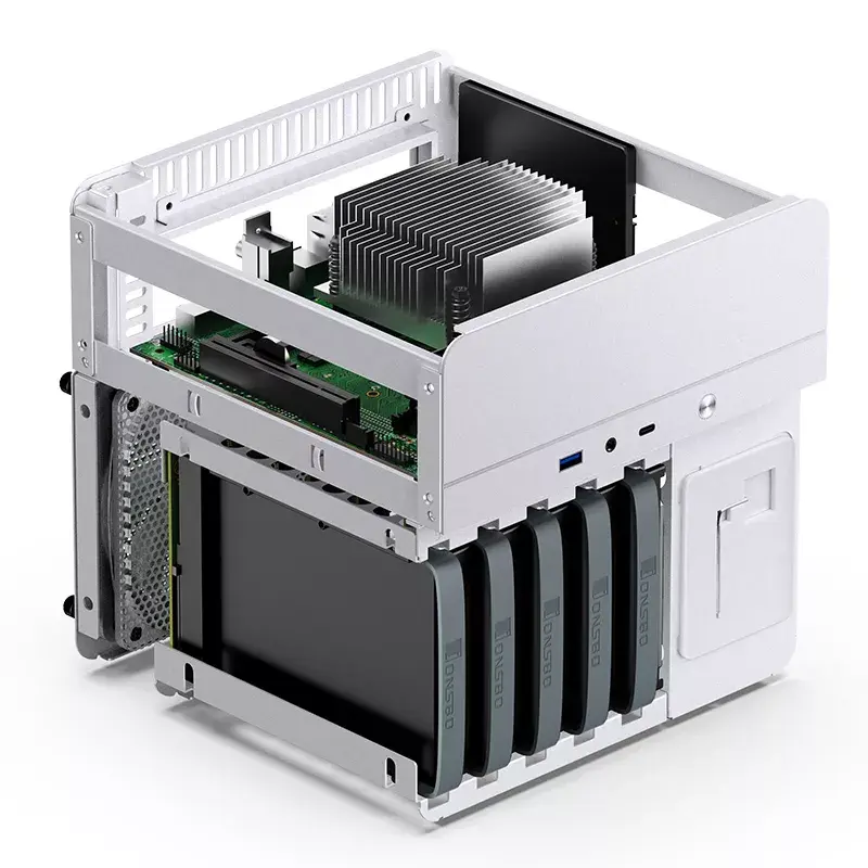 PC Case Jonsbo N2 Cube balta SFX 120mm Fans 2.5 3.5 HDD