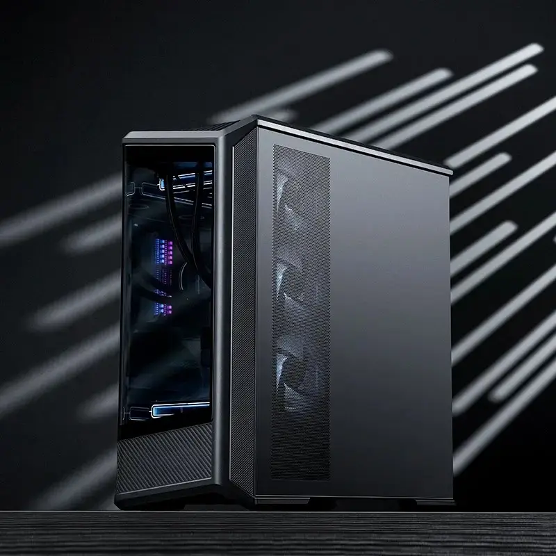Datora korpuss Jonsbo D400 Midi Tower ATX rūdīts stikls - melns