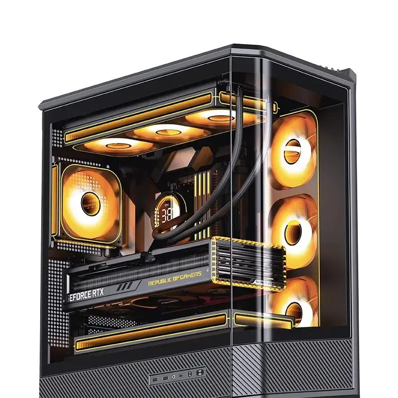 Datora korpuss Jonsbo D400 Midi Tower ATX rūdīts stikls - melns