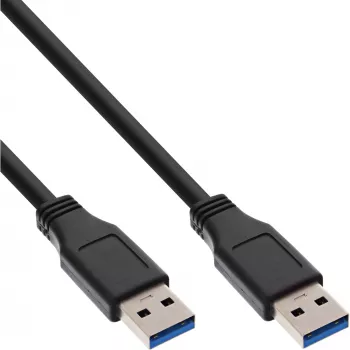 InLine USB 3.2 Gen.1 kabelis Type A vīr. / A vīr., melns, 0,3m