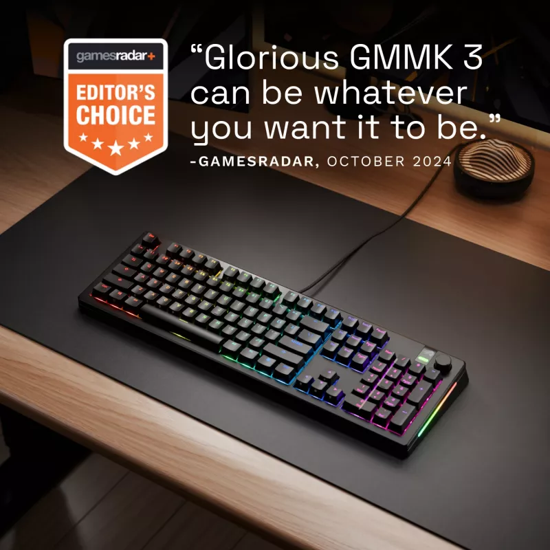 Mehāniskā spēļu tastatūra GLORIOUS GMMK 3 PRO 100% salikta vadu USB melna US QWERTY RGB
