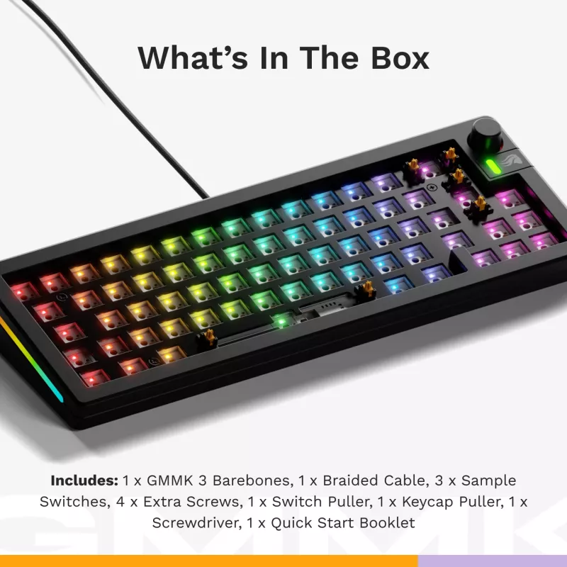 Glorious Gaming GMMK 3 65% Barebones Wired Melns - ISO