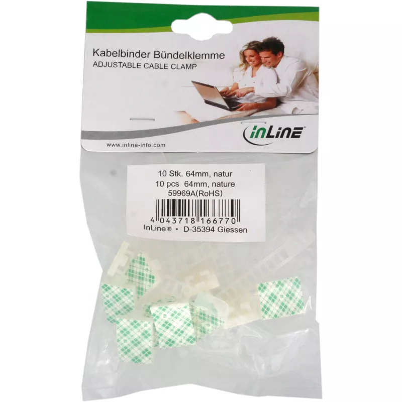 Regulējama kabeļu skava InLine 64 mm caurspīdīga 10 gab.
