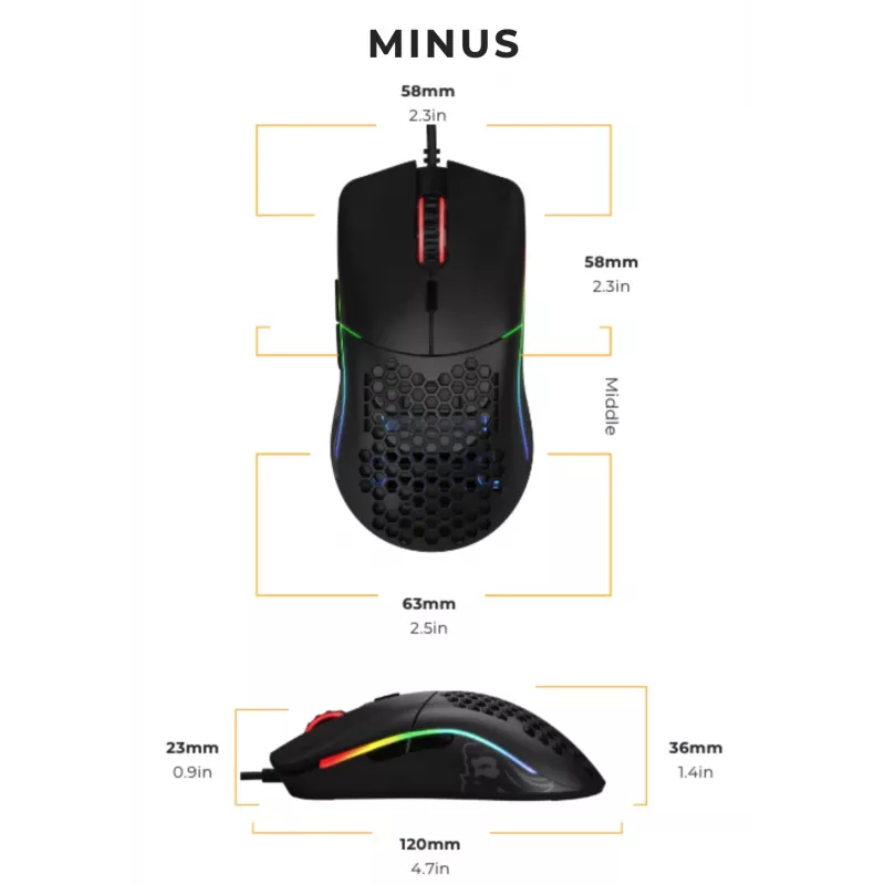 Glorious Gaming Glorious Model O- pele parastā (melnā), labā roka, optiskā, USB Type-A, 3200 DPI, melna