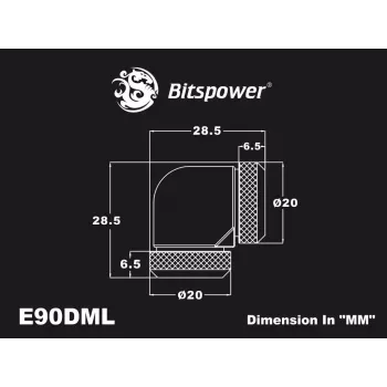 Kompresijas līkums BitsPower Carbon Melns BP-CBE90DML — misiņa 90° savienotājs, ogles melna apdare, 1 gab.