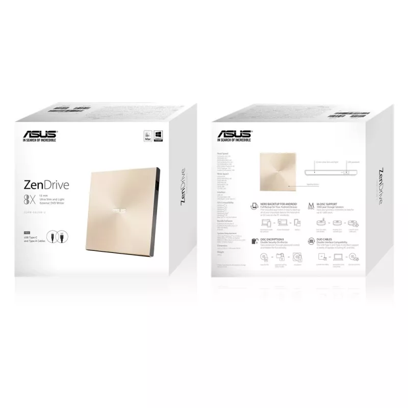 ASUS ZenDrive U9M optiskais diskdzinis DVD±RW Zelts