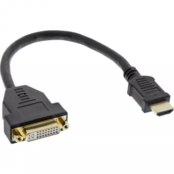 InLine HDMI-DVI adaptera kabelis, HDMI A vīrietis / DVI-D sieviete, 0,2 m
