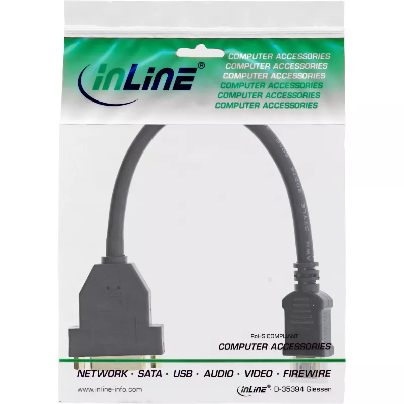 InLine HDMI-DVI adaptera kabelis, HDMI A vīrietis / DVI-D sieviete, 0,2 m