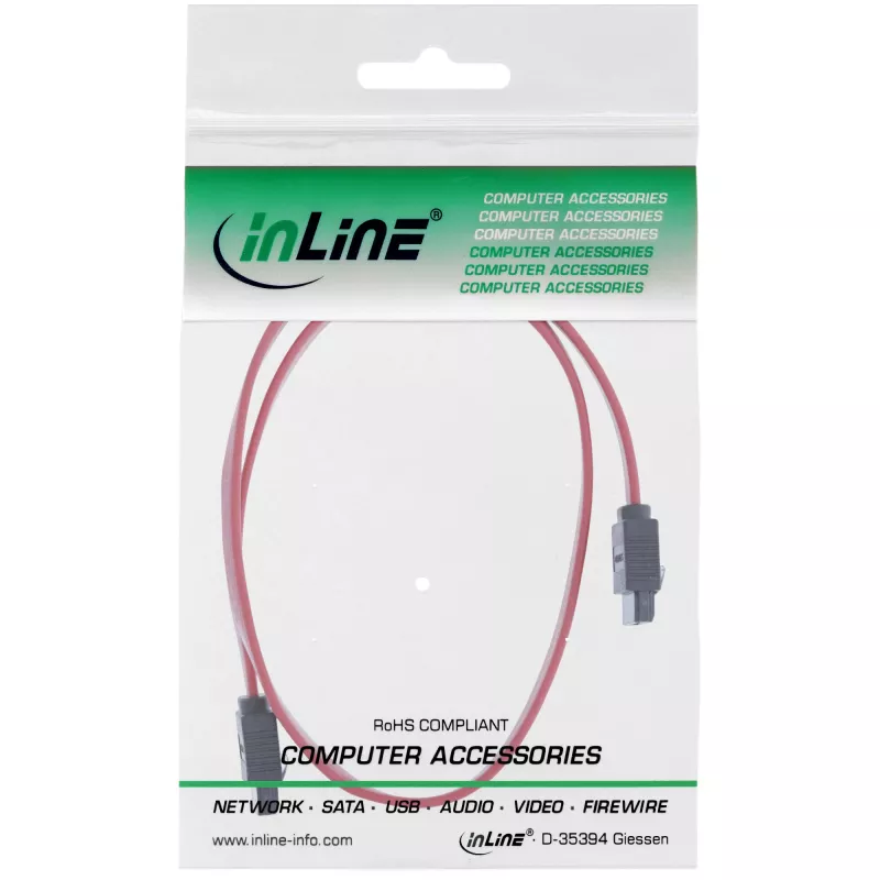 InLine SATA 6Gb/s kabelis ar fiksatoriem 0,3 m