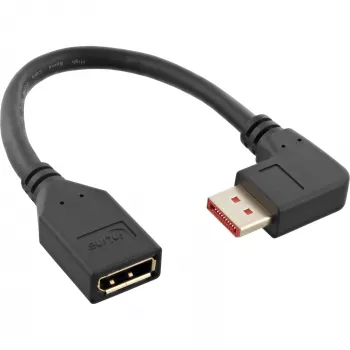 InLine DisplayPort 1.4 adaptera kabelis M/F, 8K4K, leņķveida right, Melns/gold