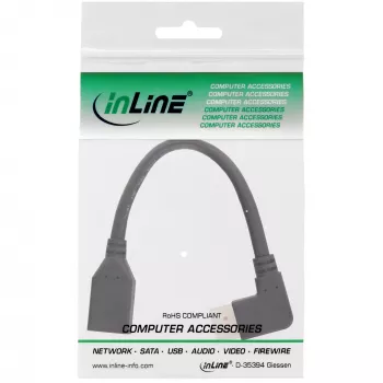 InLine DisplayPort 1.4 adaptera kabelis M/F, 8K4K, leņķveida right, Melns/gold