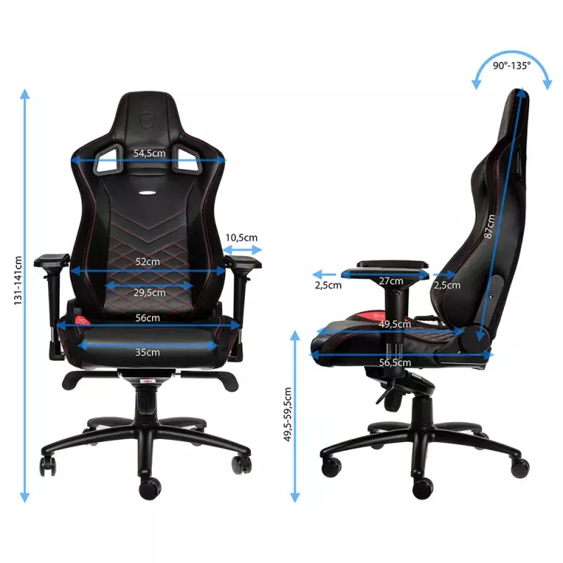 PC spēļu krēsls noblechairs EPIC Polsterēts sēdeklis Melns Sarkans 120 kg
