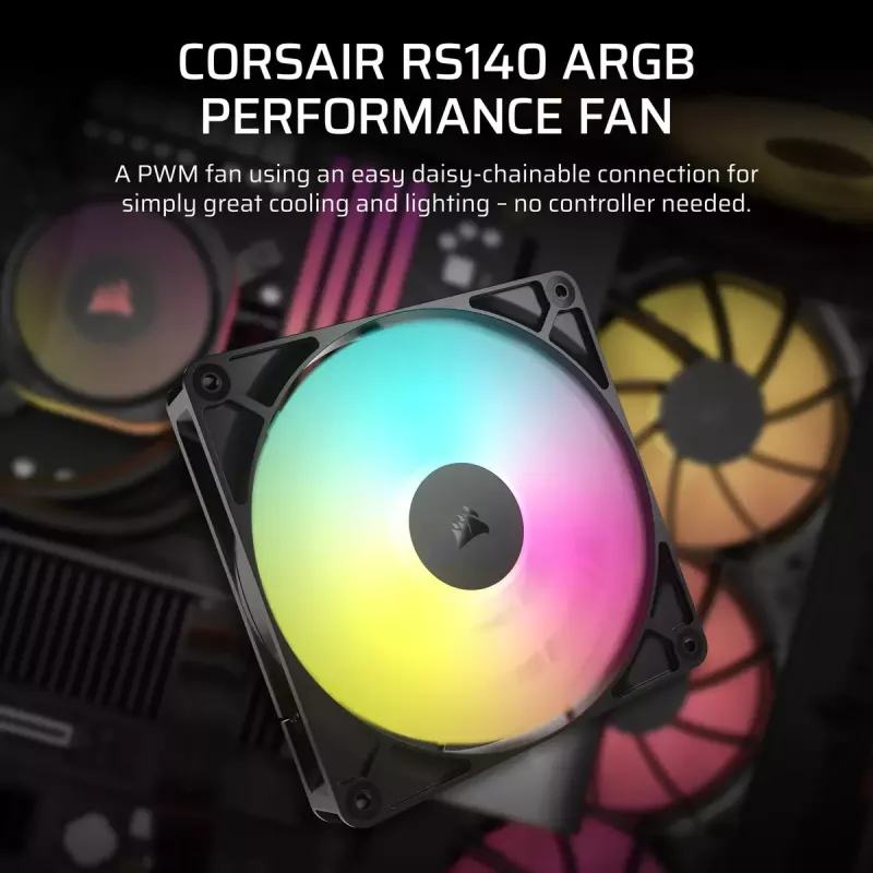 Ventilators Corsair RS140 ARGB 14 cm melns 330-1700 RPM