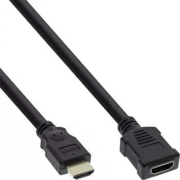 InLine HDMI kabelis, High Speed HDMI kabelis, M/F, melns, zelta kontakti, 3m