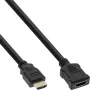 InLine HDMI kabelis, High Speed HDMI kabelis, M/F, melns, zelta kontakti, 3m
