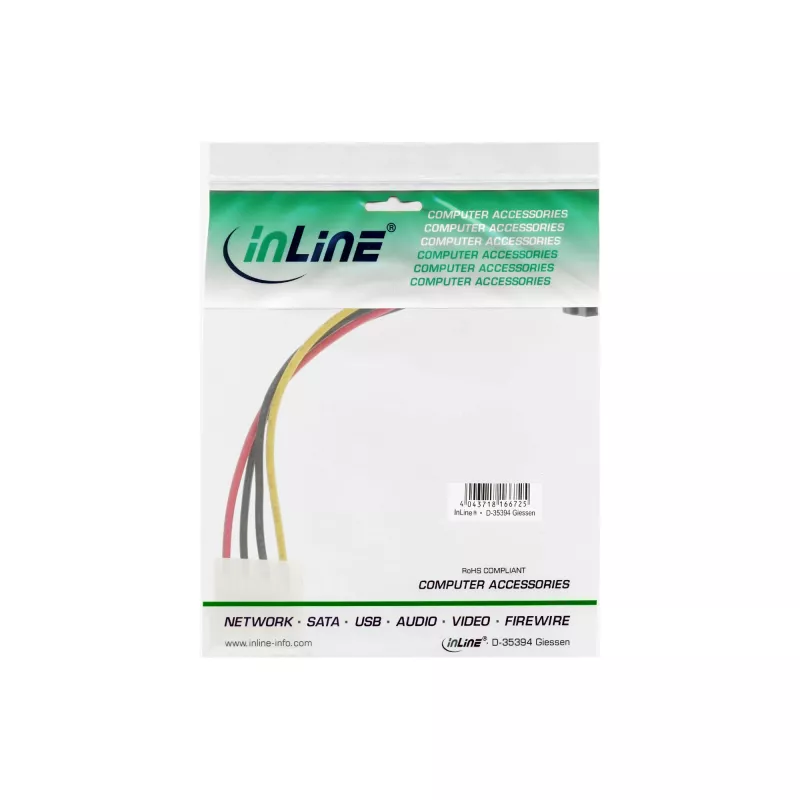 InLine SATA strāvas adaptera kabelis 1x 4 kontaktu sievišķais / 15 kontaktu SATA leņķveidīgi uz augšu 29670X