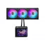 Universāls šķidruma dzesētājs ASUS ROG Ryuo IV SLC 360 ARGB — 120 mm ventilatori, 360 mm radiators, melns