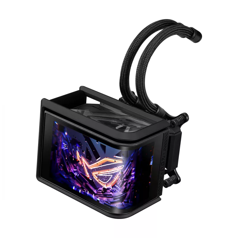 Universāls šķidruma dzesētājs ASUS ROG Ryuo IV SLC 360 ARGB — 120 mm ventilatori, 360 mm radiators, melns