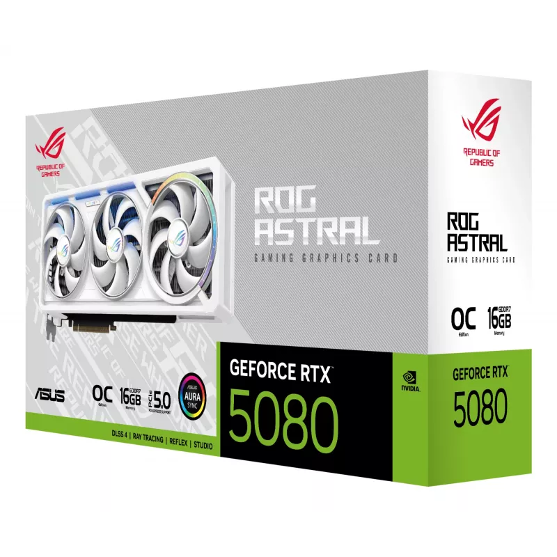 ASUS ROG Astral RTX5080-O16G-balta NVIDIA GeForce RTX 5080 16 GB GDDR7