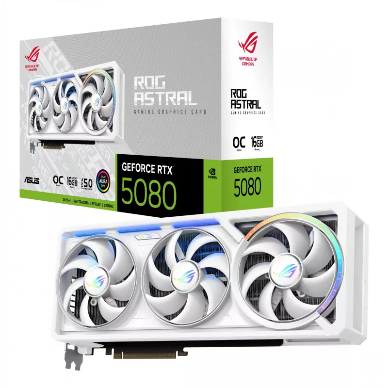 ASUS ROG Astral RTX5080-O16G-balta NVIDIA GeForce RTX 5080 16 GB GDDR7