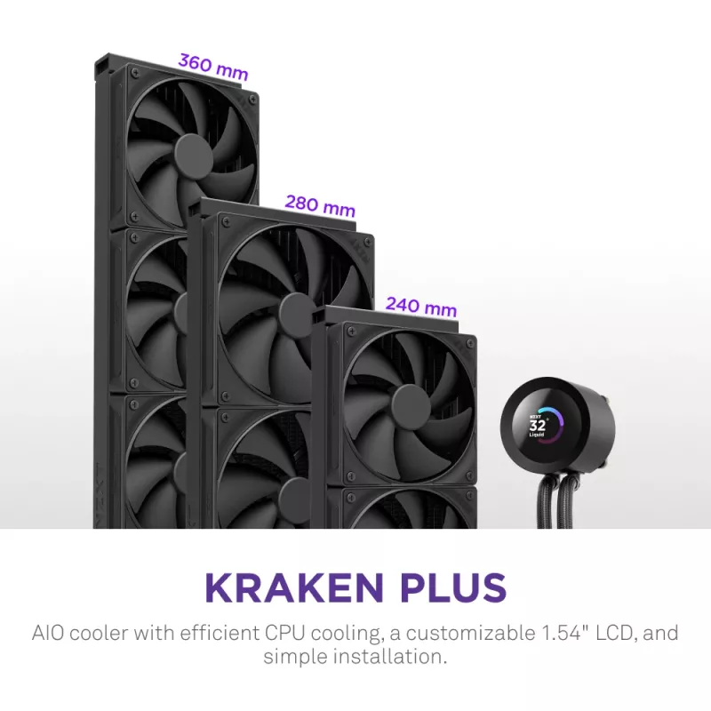 Universāls šķidruma dzesētājs NZXT Kraken Plus 360 12 cm Melns Fluid Dynamic Bearing