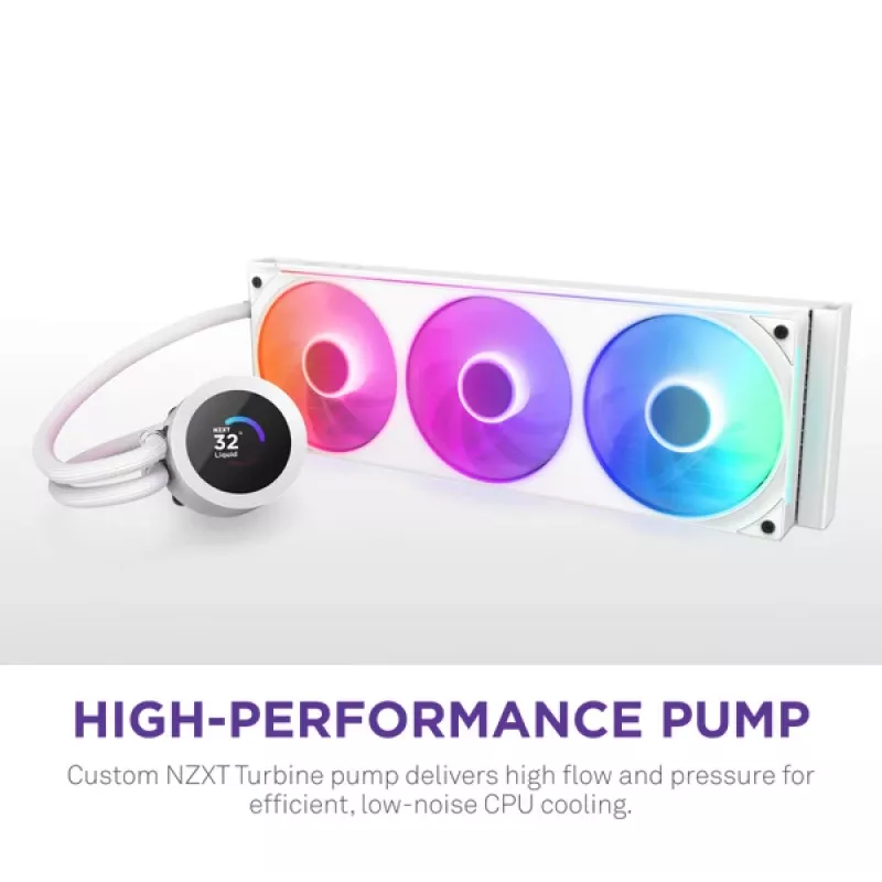 Universāls šķidruma dzesētājs NZXT Kraken Plus 360 RGB balts 500-2400 RPM