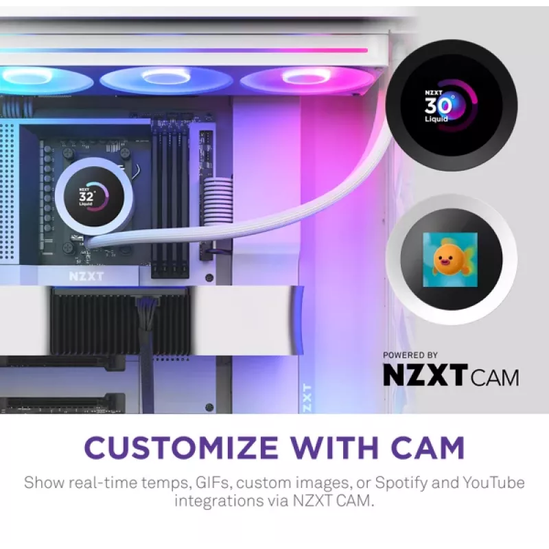 Universāls šķidruma dzesētājs NZXT Kraken Plus 360 RGB balts 500-2400 RPM