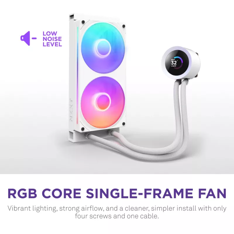 Universāls šķidruma CPU dzesētājs NZXT Kraken Plus RGB 240 — 120 mm ventilatori, FDB gultnis, balts