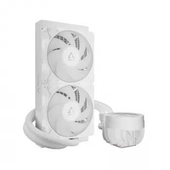 Viss-vienā šķidruma CPU dzesētājs Arctic Liquid Freezer III Pro 240 A-RGB — 240 mm, 120 mm ventilatori, balts, saderīgs ar LGA1700/AM4/AM5