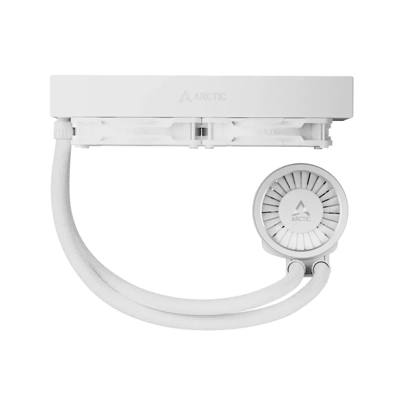 Viss-vienā šķidruma CPU dzesētājs Arctic Liquid Freezer III Pro 240 A-RGB — 240 mm, 120 mm ventilatori, balts, saderīgs ar LGA1700/AM4/AM5