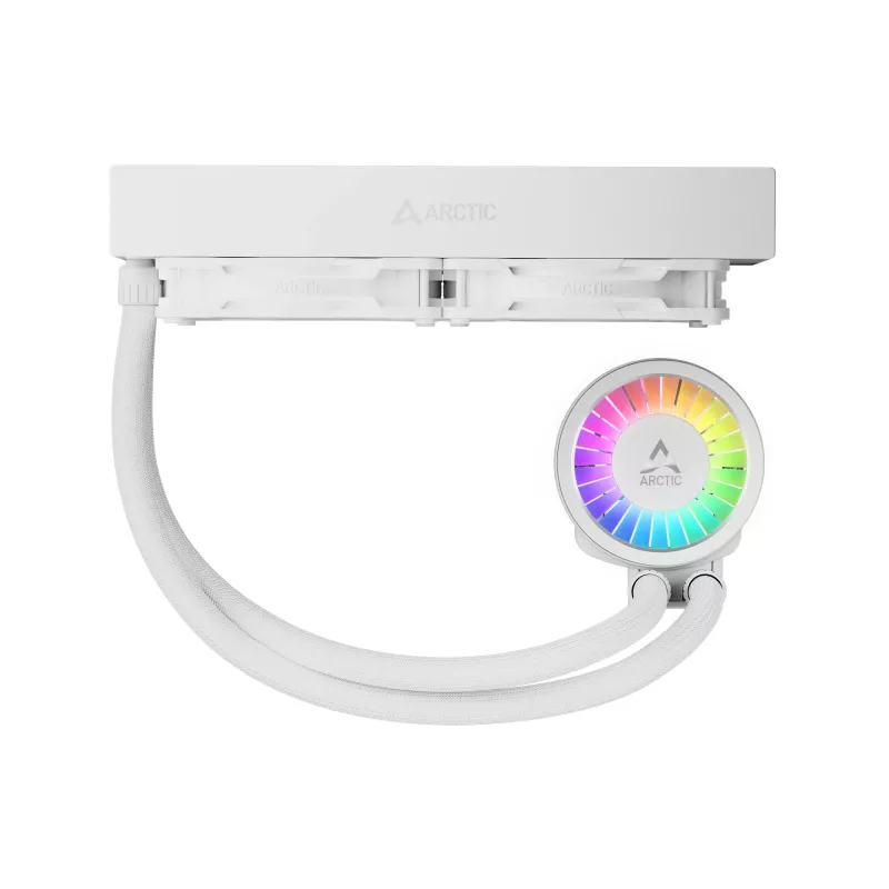 Viss-vienā šķidruma CPU dzesētājs Arctic Liquid Freezer III Pro 240 A-RGB — 240 mm, 120 mm ventilatori, balts, saderīgs ar LGA1700/AM4/AM5