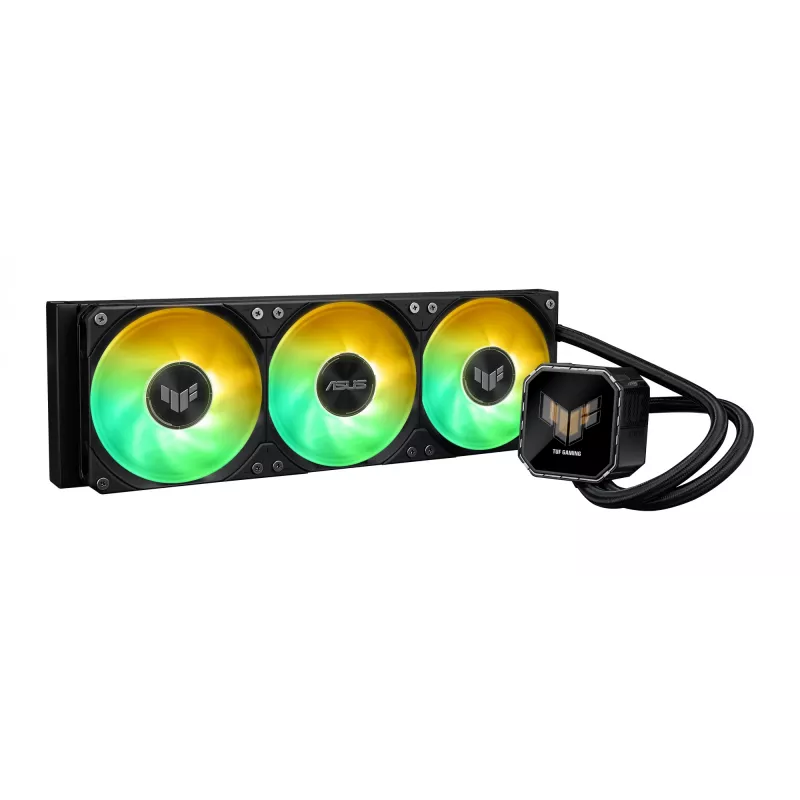Universāls šķidruma dzesētājs ASUS TUF Gaming LC III 360 ARGB LCD — 360 mm radiators, 3x 120 mm ventilatori, Socket AM5/AM4/LGA1700/LGA1200, Melns
