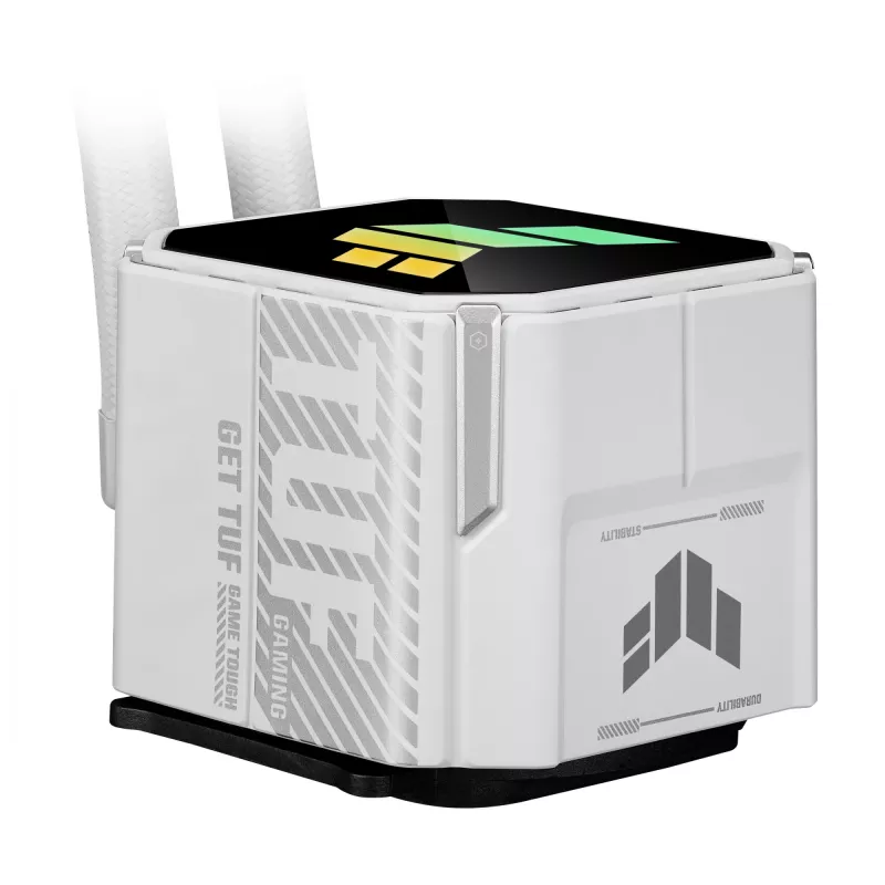 Viss-vienā šķidruma dzesētājs ASUS TUF Gaming LC III 360 ARGB balta Edition — 360mm, 120 mm ventilatori, LGA1700/1200, AM4/AM5 atbalsts