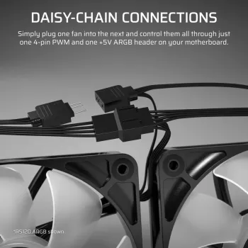 Dzesēšanas ventilators CORSAIR RS120-R ARGB 120mm 3-pack, 120 mm, ARGB apgaismojums, 3 ventilatori