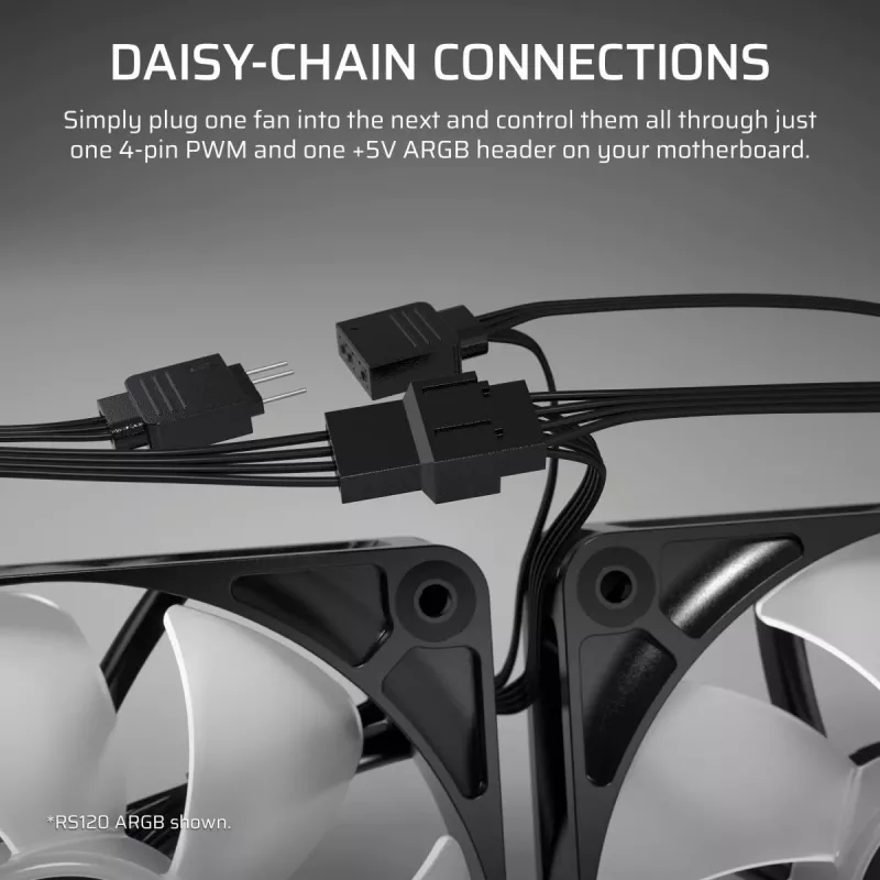 Dzesēšanas ventilators CORSAIR RS120-R ARGB 120mm 3-pack, 120 mm, ARGB apgaismojums, 3 ventilatori