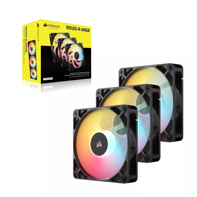 Dzesēšanas ventilators CORSAIR RS120-R ARGB 120mm 3-pack, 120 mm, ARGB apgaismojums, 3 ventilatori