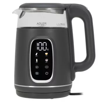 Elektriskā tējkanna Adler AD 1305 G — 1,7 L, 2200 W, regulējams termostats, LED displejs, pelēka