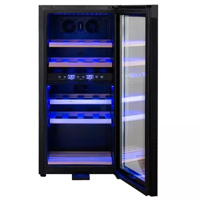 Termoelektriskais vīna dzesētājs Adler AD 8080, brīvi stāvošs melns, 24 pudeles, 2 zonas, 60 L, skārienvadība