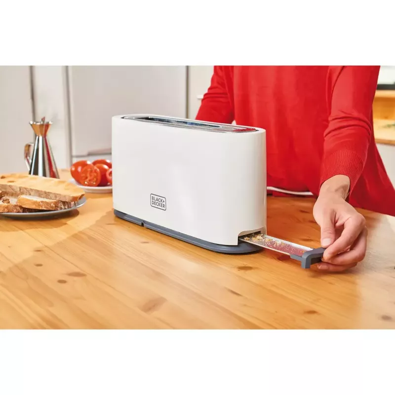 Tosteris Melns & Decker BXTO1001E 1-šķēles 1000 W balts, 7 brūnināšanas līmeņi, gara sprauga