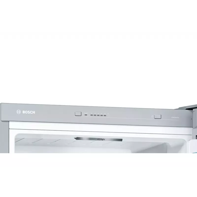 Ledusskapis ar saldētavu Bosch Serie 4 KGV33VLEA — Brīvi stāvošs nerūsējošais tērauds, 289 l kopējā ietilpība (195 l ledusskapis / 94 l saldētava), E klase, 176 cm