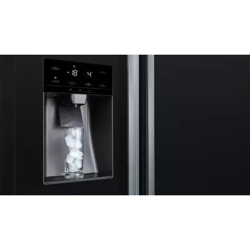 Ledusskapis Side-by-Side Bosch Serie 6 KAD93ABEP, 562 L kopējā tilpība, ledusskapis 371 L, saldētava 191 L, NoFrost, ledus veidotājs, melns