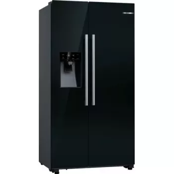 Ledusskapis Side-by-Side Bosch Serie 6 KAD93ABEP, 562 L kopējā tilpība, ledusskapis 371 L, saldētava 191 L, NoFrost, ledus veidotājs, melns