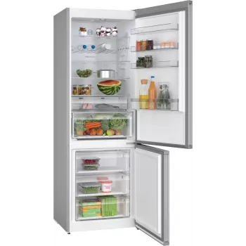 Brīvi stāvošs ledusskapis-saldētājs Bosch Serie 4 KGN497LDF — 440 L kopējā tilpumā, 311 L ledusskapis + 129 L saldētava, NoFrost, LED displejs, Nerūsējošais tērauds