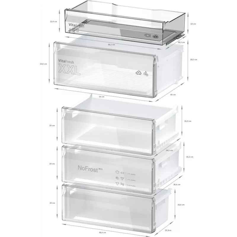 Brīvi stāvošs ledusskapis-saldētājs Bosch Serie 4 KGN497LDF — 440 L kopējā tilpumā, 311 L ledusskapis + 129 L saldētava, NoFrost, LED displejs, Nerūsējošais tērauds